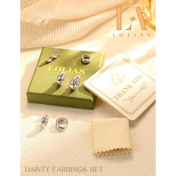 3Pairs Silver Huggie for Multiple Piercing Hypoallergenic Hoop Earrings Set - Picture 5 of 8